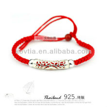 Großhandel lucky rote Seil Kette Armbänder mit Silber